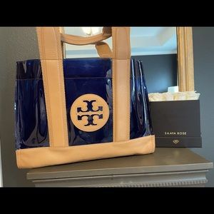Tory Burch Navy Vinyl Tote